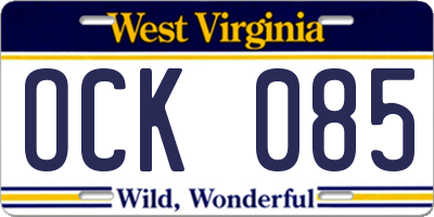 WV license plate OCK085