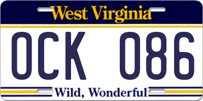 WV license plate OCK086