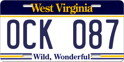 WV license plate OCK087