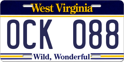 WV license plate OCK088