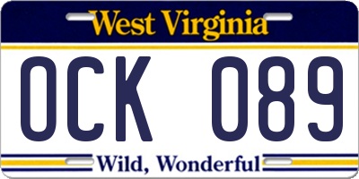 WV license plate OCK089