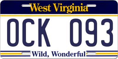 WV license plate OCK093