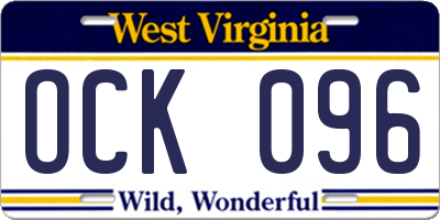 WV license plate OCK096