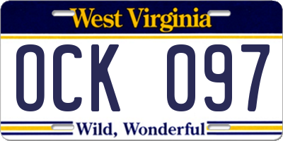 WV license plate OCK097