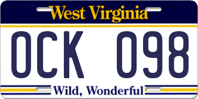 WV license plate OCK098