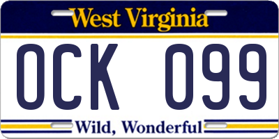 WV license plate OCK099