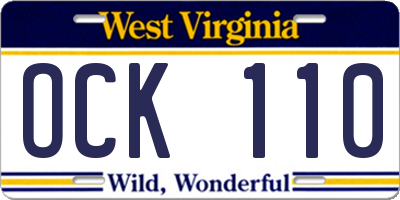 WV license plate OCK110