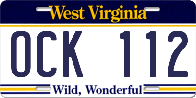 WV license plate OCK112