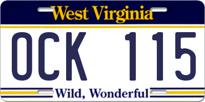 WV license plate OCK115