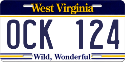 WV license plate OCK124