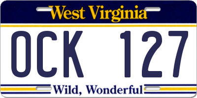 WV license plate OCK127