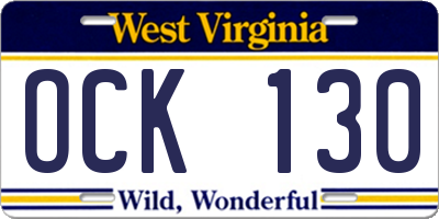 WV license plate OCK130