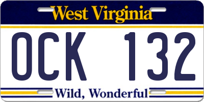 WV license plate OCK132