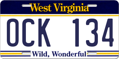 WV license plate OCK134