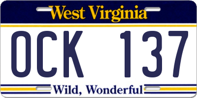 WV license plate OCK137