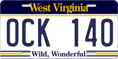 WV license plate OCK140