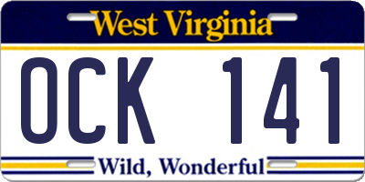 WV license plate OCK141