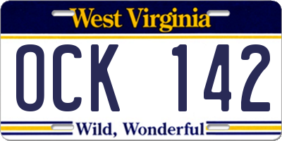 WV license plate OCK142