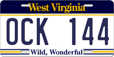 WV license plate OCK144
