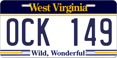 WV license plate OCK149