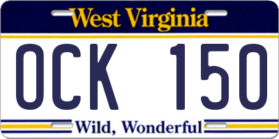 WV license plate OCK150
