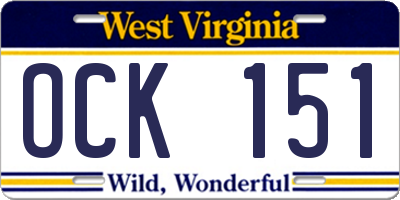 WV license plate OCK151