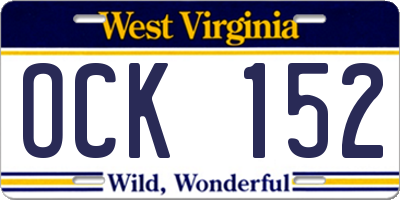 WV license plate OCK152