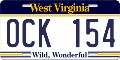WV license plate OCK154