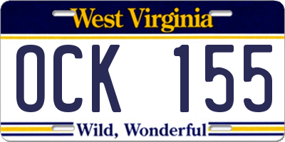 WV license plate OCK155
