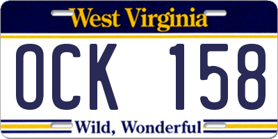 WV license plate OCK158
