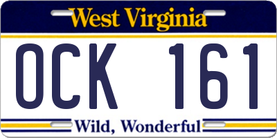 WV license plate OCK161