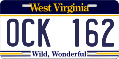 WV license plate OCK162