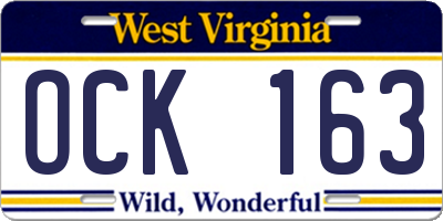 WV license plate OCK163