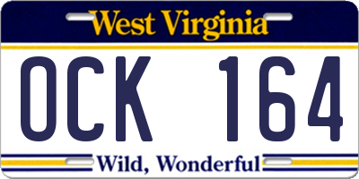 WV license plate OCK164