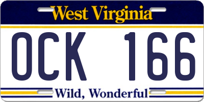 WV license plate OCK166