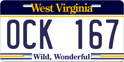 WV license plate OCK167