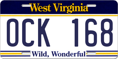 WV license plate OCK168