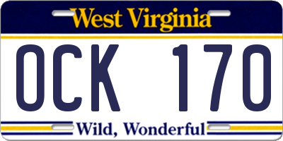 WV license plate OCK170