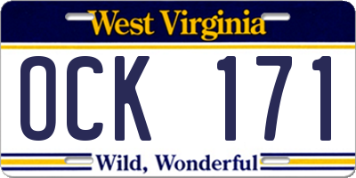 WV license plate OCK171