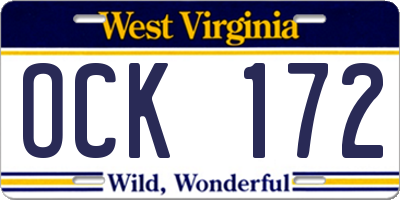 WV license plate OCK172