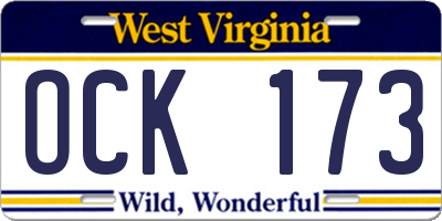 WV license plate OCK173
