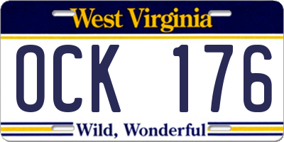 WV license plate OCK176