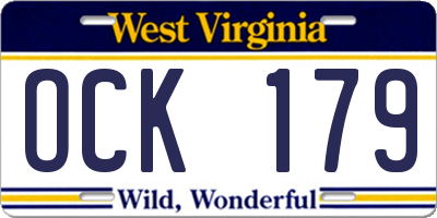 WV license plate OCK179