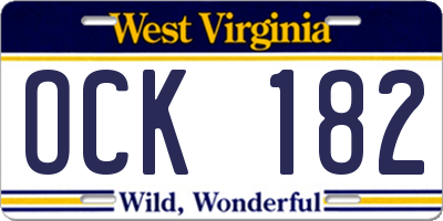 WV license plate OCK182