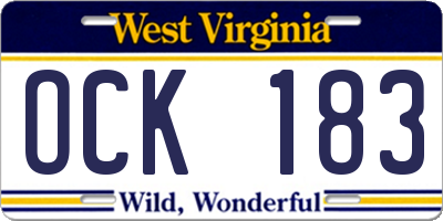WV license plate OCK183