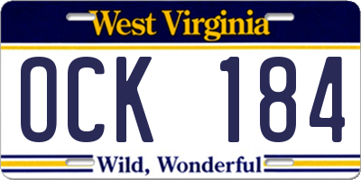 WV license plate OCK184