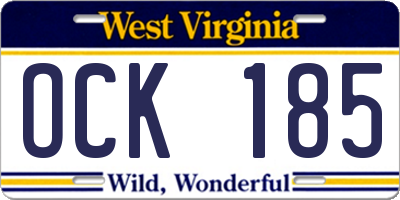 WV license plate OCK185
