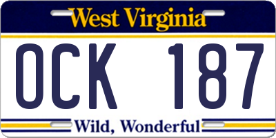 WV license plate OCK187