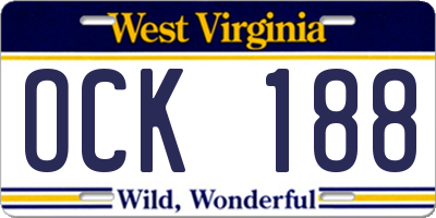 WV license plate OCK188
