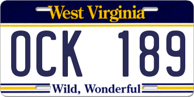 WV license plate OCK189
